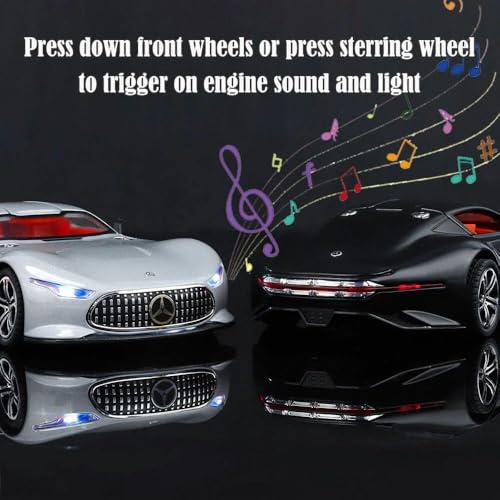 Image of Scale 1:24 Marcdes Vision AMG GT Future Alloy Diecast Pullback Metal Car Toy with Sound Light & Opening Doors - Best Gift Toy for Kids (1:24 Mercdes Vision AMG GT Future - Silver)