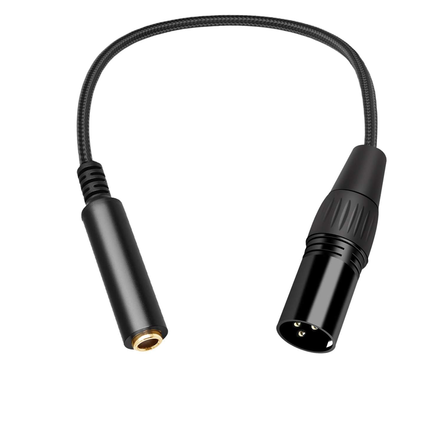 Devinal XLR to 1/4" Female Cable, 3 Pin Male to 6.35mm Socket Audio Cord, XLR Plug to TS/TRS Quarter inch Adapter Connector Converter Metal Construction 1 feet (30 cm) Black