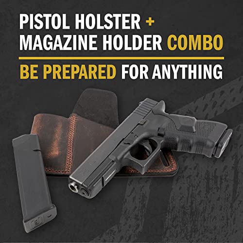 Comfort Carry Leather Holster & Mag Pouch Combo | Made In Usa Fits Glock 17 19 22 23 32 33 | Springfield Xd & Xds | S&W M&P Shield | Fits Most 1911 Style Handguns #TOP4