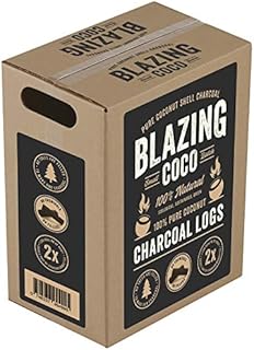 Blazing Coco Premium 20 Pound Coconut Shell Charcoal Logs - All Natural High End Grilling