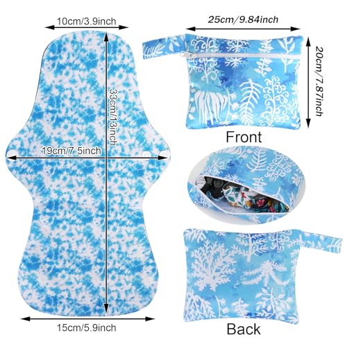 Image of PHOGARY Reusable Menstrual Pads (7 in 1), Bamboo Cloth Pads for Heavy Flow with Wet Bag, Washable Overnight Cloth Panty Liners Period Pad, Large Sanitary Pad Set with Wings for Women (Pack of 3)