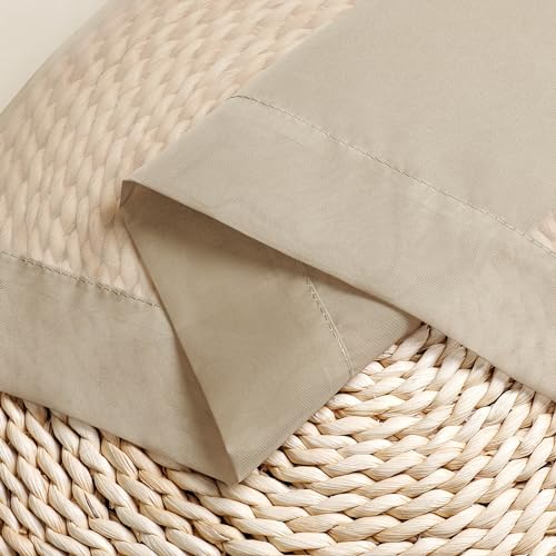 Image of Chyhomenyc Taupe Sheer Curtains 54 Inch Long 2 Panels, Light Filtering Rod Pocket Voile Short Curtains Drapes for Living Room Bedroom Small Windows, 42Wx54L Inches