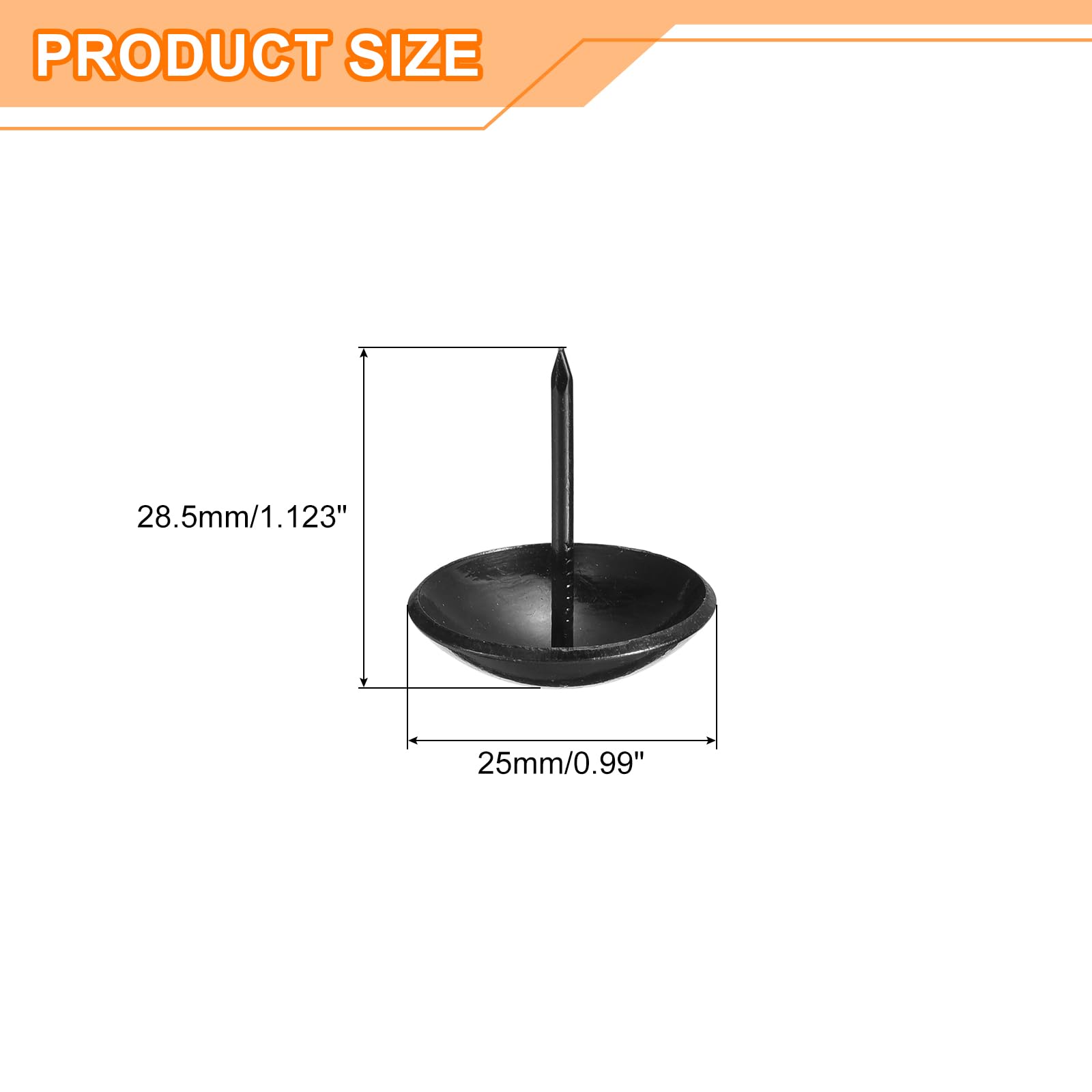 sourcing map Tachuelas de tapicería para muebles, 30 piezas de 25 x 28,5 mm, kit surtido de tachuelas de acero al carbono para el hogar, sofá, bricolaje, cabezas de uñas decorativas, color negro