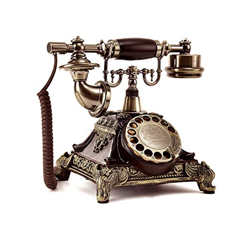 Retro-Telefon, Kabelgebundenes Analoges Telefon, Massivholzdekoration, Klassisches Retro-Design, Drehknopf, Retro-Klingelton, Geeignet Für Zu