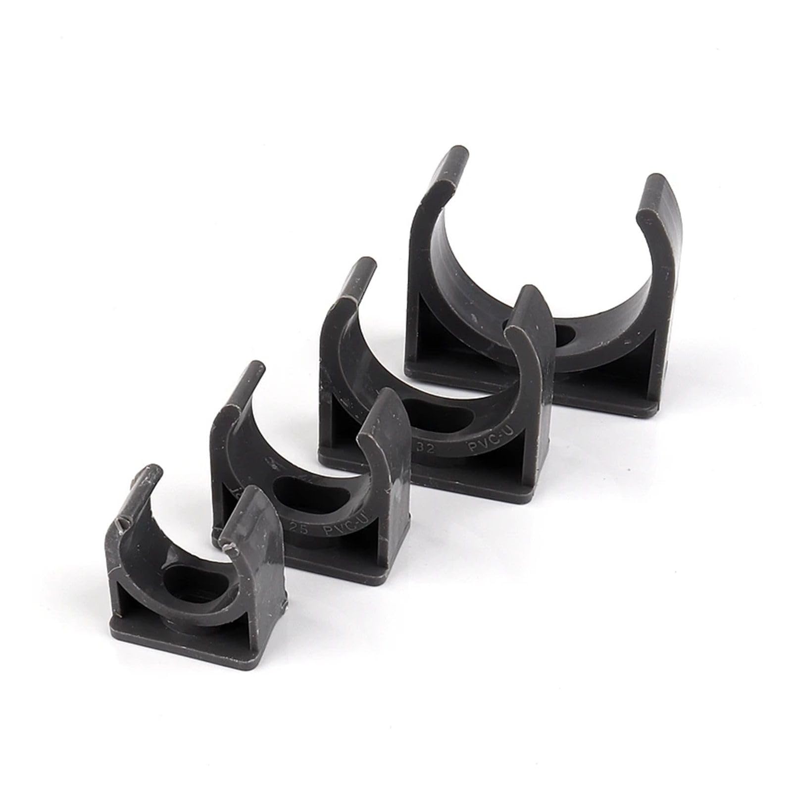 Plastikowe klipsy do węży 20~100 szt. ID 20~40mm PVC Szary zacisk rurowy Złączki do systemu nawadniającego Klips Zacisk w kształcie litery U Plastikowa podstawa rury(Inner Dia 25mm,50pcs)