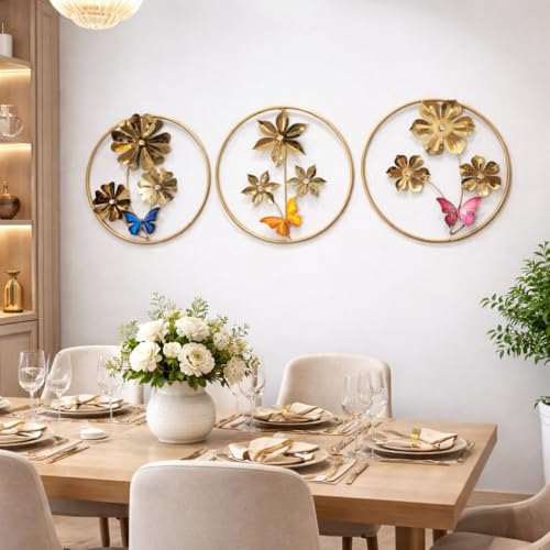 Image of Framing Hub Iron Handcrafted Round Big Leaf Metal Wall Art | Multicolor Abstract Wall Frame Decor for Living Room, Bedroom, Drawing Room Home Decoration (Size 19x19 Inch)