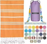 Madamelique Turkish Beach Towel with Beach Bag - 39 x 74 - Prewashed Beach Towels Oversized -%100Cot
