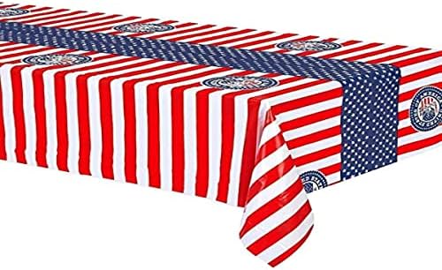 USA Party Table Cover 130 x 180 cm, Blue red and white USA flag design