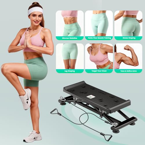 Image of Balance Board for Adults, Rocking Stepper with Resistance Bands, 300LBS Portable Wobble Board, Quiet Side to Side Ski Simulator Trainer Exercise Machine for Home Gym Core Workout