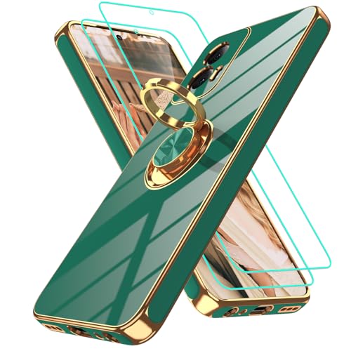 Coque Moto G Power 5G 2024 verte avec anneau rotatif 360 et béquille magnétique antichoc