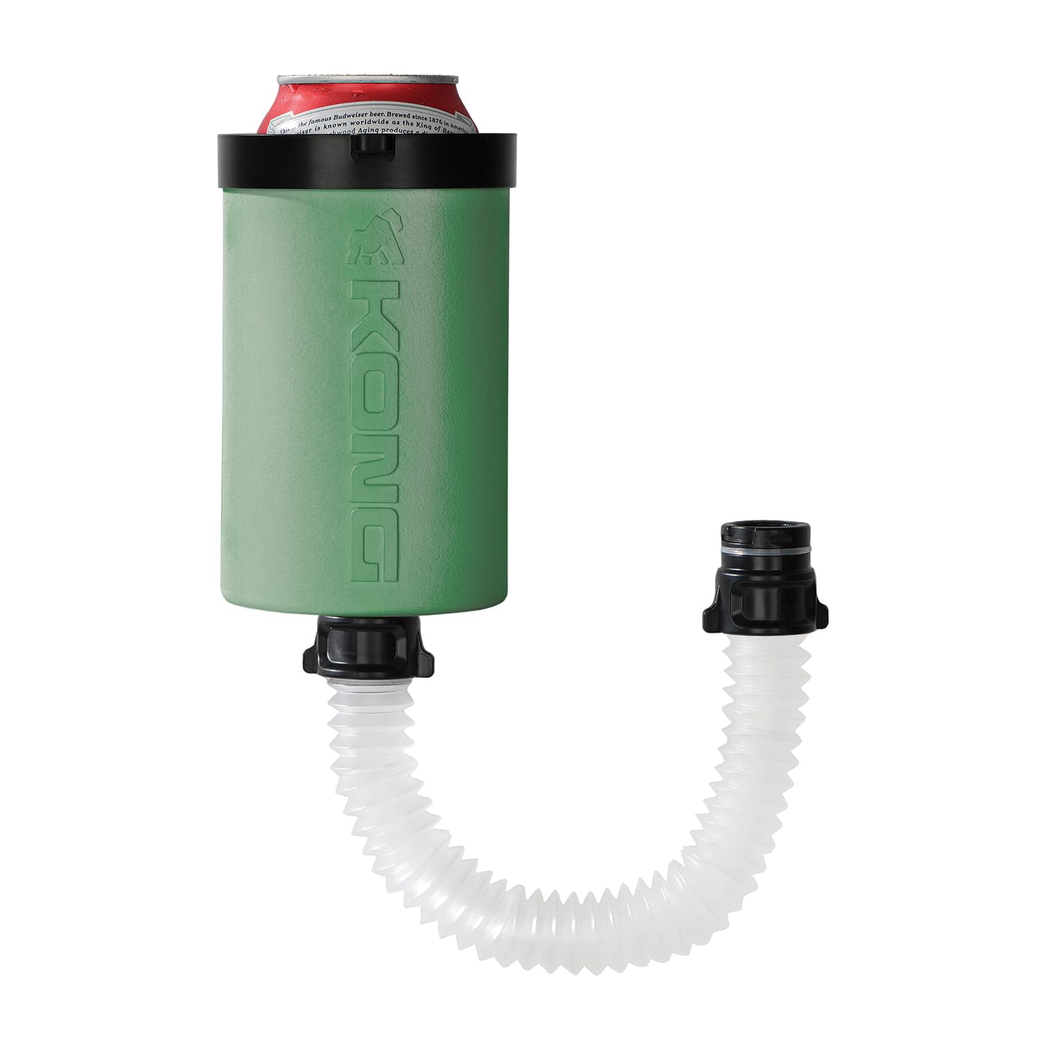 KONG BEER BONG The 2.0. A Portable Can or Bottle Cooler/Cup With A Detachable, Expandable, Hose To Funnel Your Drink. (Green)