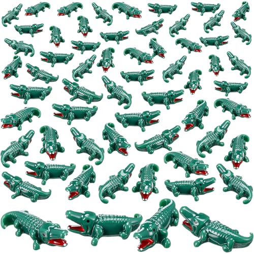 Arrowbash 50 Pcs Light Miniature Crocodiles Figurines Mini Light Crocodiles Resin Figurines Small Alligator Figure Resin Mini Animals for Garden Aquarium Party Desktop Decor(Wild Style)