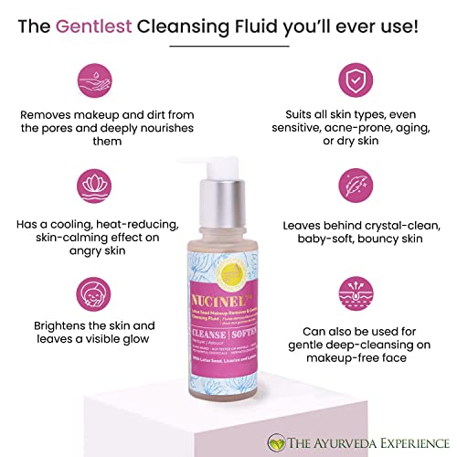 The Ayurveda Experience Nucinel Makeup Remover And Gentle Cleansing Fluid – Power-Clean & Power-Nourish Skin Gently – For Dry, Sensitive Skin - Dermatologically Tested, 3.5 Oz #TOP1