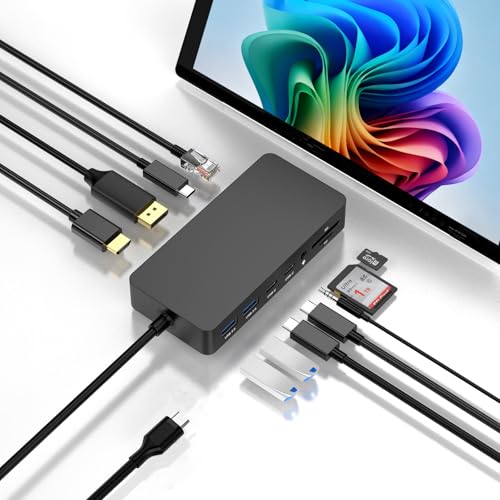 New Surface Thunderbolt 4 Dock Triple Displays 4K@60Hz HDMI+USB C+DP Compatible Surface Pro 12/11/10/9/8/X/7+/7 Surface Laptop 7/6/5/4/3 Surface Go 4/3/2/1 Surface Laptop Go 3/2/1 Surface Book 3/2