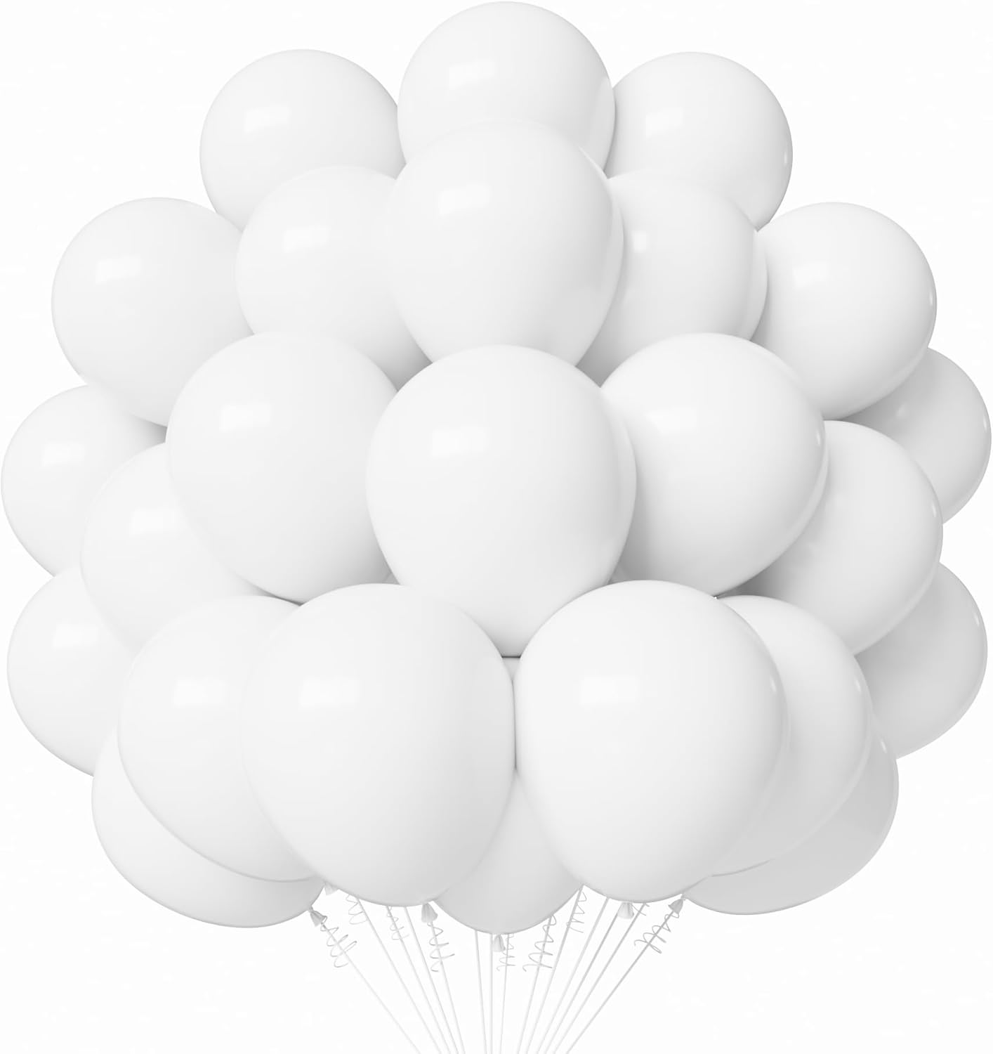White Latex Balloons, 55pcs 12 Inches White Balloons with 1 Ribbon for Birthday, Graduation, Baby Shower, Valentines, Christmas, Wedding Party Decorations
