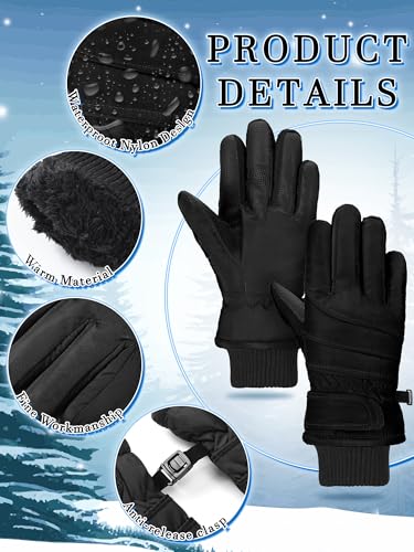 Image of SATINIOR 2 Pairs Kids Waterproof Winter Snow Gloves Ski Gloves for Boy Girl Outdoor Warm Thickening Snowboard