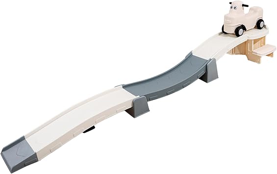 Toddler Roller Coaster Toy Car with 3-Stage Propulsion & Expandable 3-Piece Gray Color Track, Outdoor Push and Ride Playset for Kids
