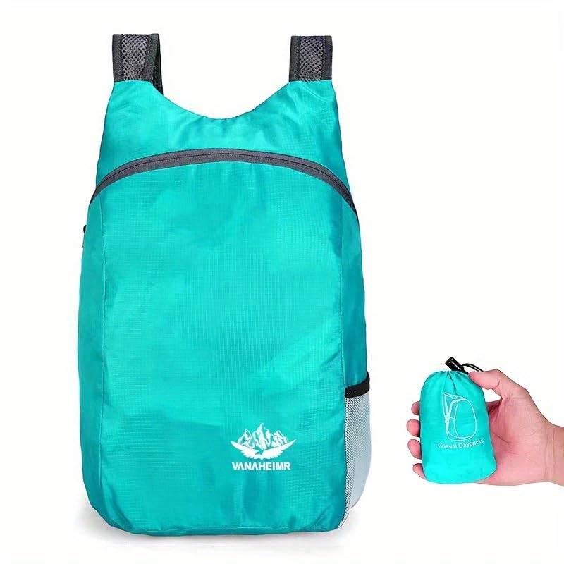 1 mochila leve e portátil dobrável multiuso para atividades ao ar livre, Azul, One Size, Mochila multiuso dobrável leve e portátil