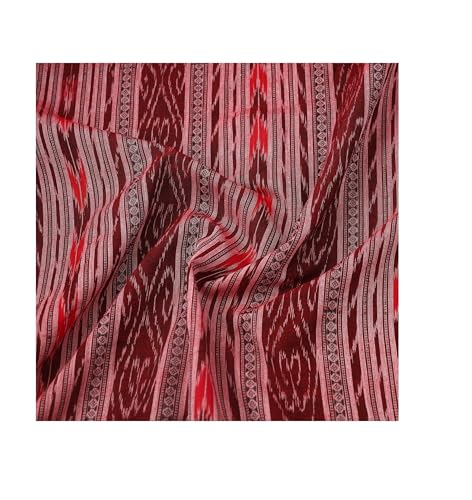 Image of Premium Sambalpuri Ikat Weave Pure Handloom Cotton Shirt Fabric - Authentic Odisha Traditional Tie-Dye Craft, Soft & Breathable Natural Cotton Material for Custom Tailoring, Casual & Formal Wear