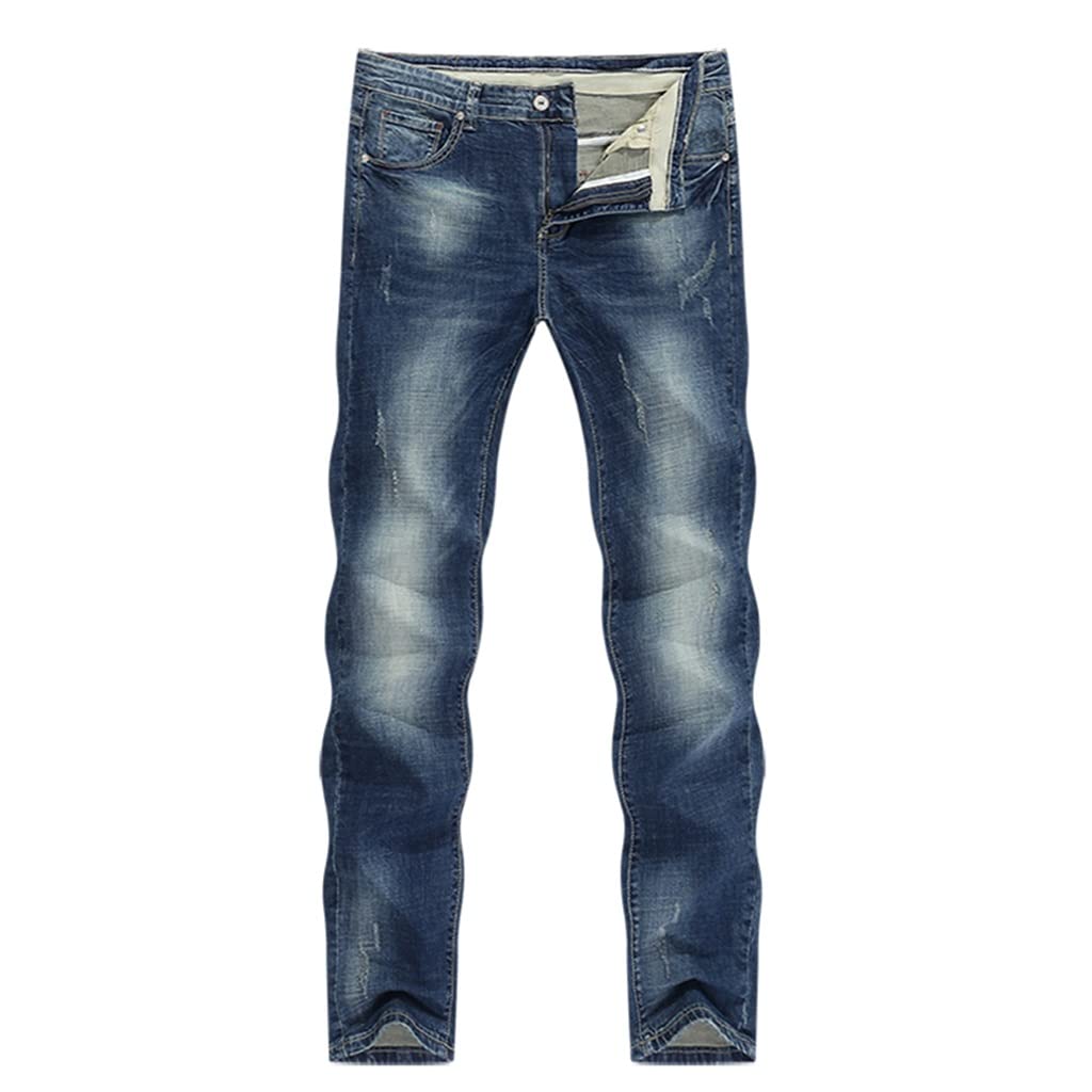 Dark Jeans Men Stretch Slim Straight Regular Fit Spring Casual Pants Denim Trousers Mens Clothing Man