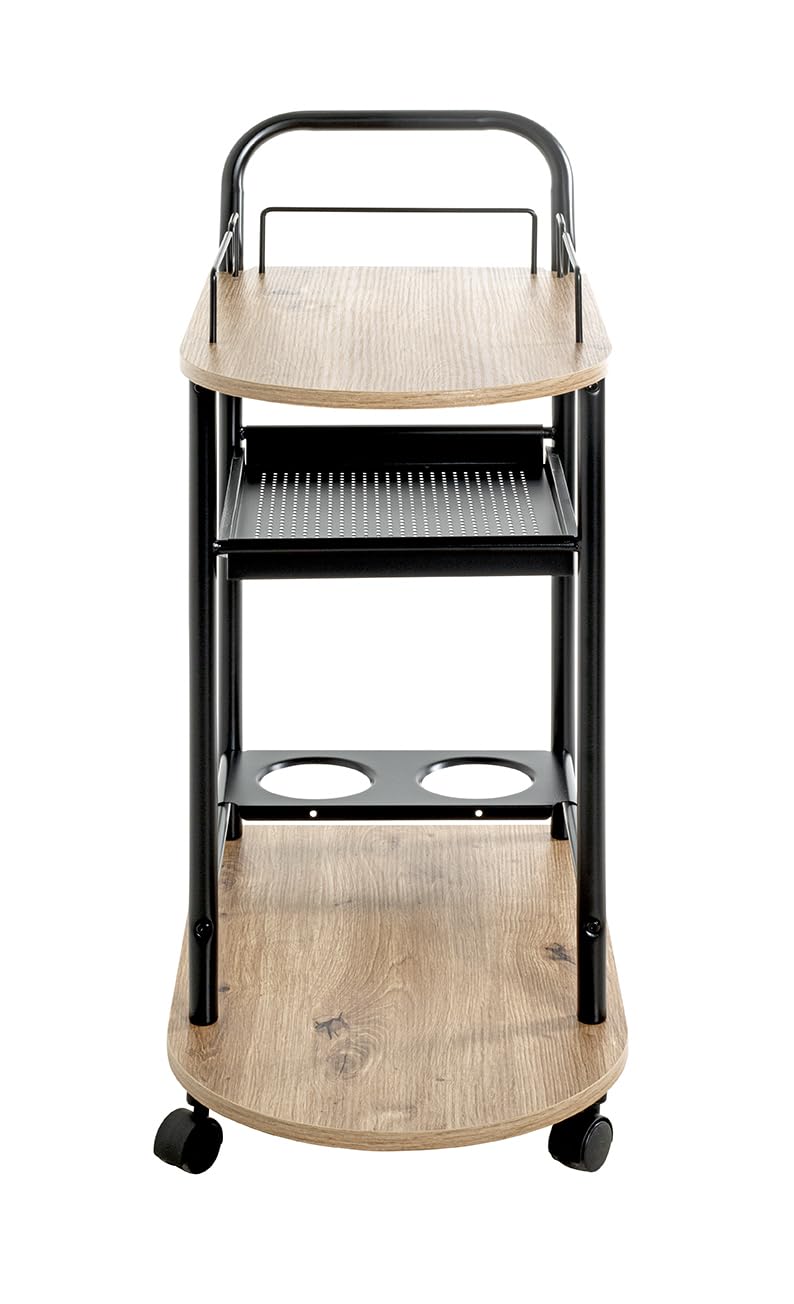 HAKU Carrello da Cucina rovere chiaro, nero, MDF, Metallo - Dim: L 65 x A 83 x P 35 cm, Stile: Moderno