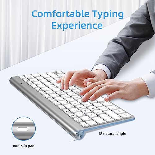Image of cimetech Wireless Keyboard, Bluetooth Ultra-Slim Portable Mini Keyboard for iPad /Tablet /Mac /Laptop /Desktop- Silver