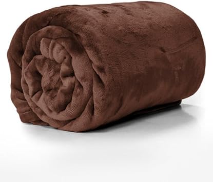 Luxury Double Sided Mink Flannel Plush Faux Fur Fleece Throw Blanket Queen Size | Reversible Warm Snuggly Soft Velvety Touch Pretty Coffee Brown Color Glam | Fluffy Cozy Durable Fade Stain Resistant