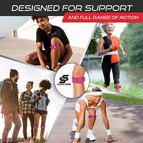 Image of Sleeve Stars Swedish Brand Patellar Tendon Support Strap for Women & Men Effective Osgood Schlatter Knee Brace Youth & Kids Knee Brace with 3 Adjustable Length fits 12 inch-24 inch (Pair /Hot Pink /Adult)