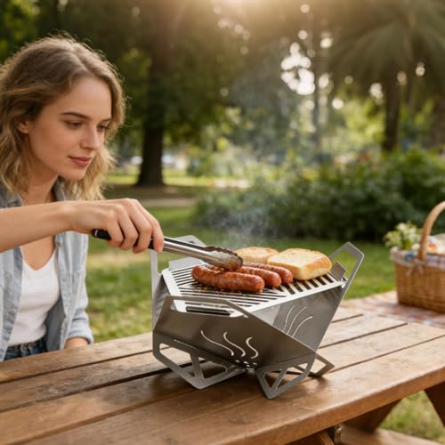 Chauffage de barbecue pliable à plat avec poêle extérieure à haute compacité