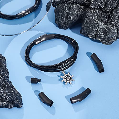 UNICRAFTALE about 4 Sets Gunmetal Stainless Steel Bayonet Clasps with Push Button Tube Clasps 6mm Hole Metal Column Clasps Leather Cord End Connectors for Bracelets Necklaces Jewerly Making - Image 2