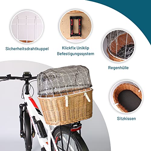 Pulp + KLICKfix Hundekorb Doggy Basket für alle Gepäckträger geeignet - inkl. Kissen und Regenhaube