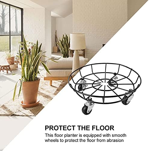 1 pc Planter Holder with Wheels Movable Heavy Duty Iron Rolling Tray Plant Caddy Flower Pot Stand for Garden Patio