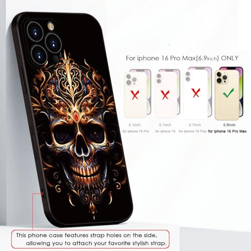 Printed with Skull for iPhone 16 pro max case, Silicone Soft Shockproof Case Featuring a Reaper Skeleton Print with - for a Distinctive Edge (A2-Skull-Death God Skeleton)