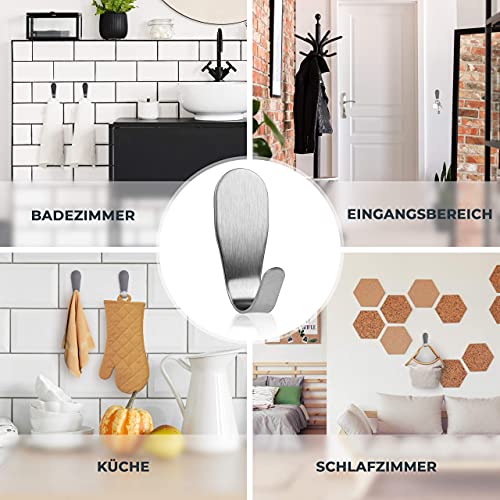 Perfectosan® Zelfklevende handdoekhaken van hoogwaardig roestvrij staal, 4 stuks, 100% roestvrij, praktische houder voor… - Image 6