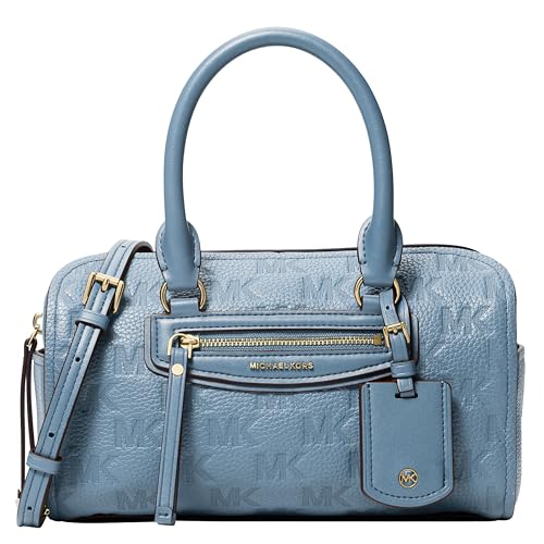 Michael Kors Womens Jet Set Travel Extra Small Duffle Crossbody Gold-Tone Hardware/Leather Chambray