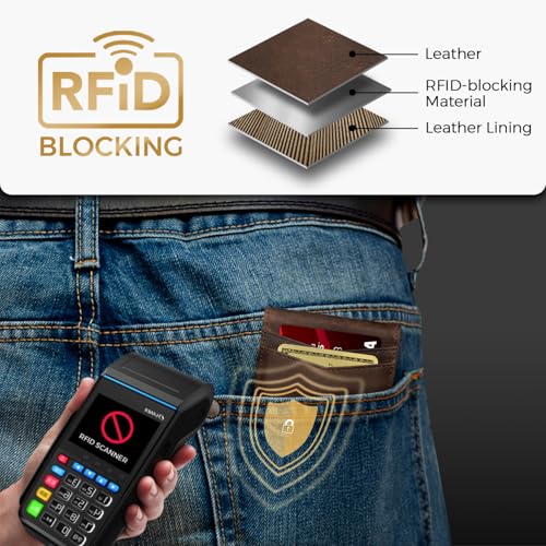 Image of Zitahli Genuine Leather Wallet for Men 12 Card Slim Mens Wallets Bifold RFID Blocking with Money Clip & ID Window Thin Minimalist Card Holder Wallet with Gift Box