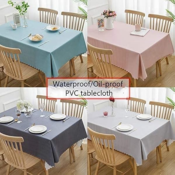 Tablecloth Waterproof and Oil-proof Tablecloth for Dinning Table Solid Color Rectangle PVC Table Cloth Plastic Table Cover for Wedding (Color : Pink flower Specification : 65