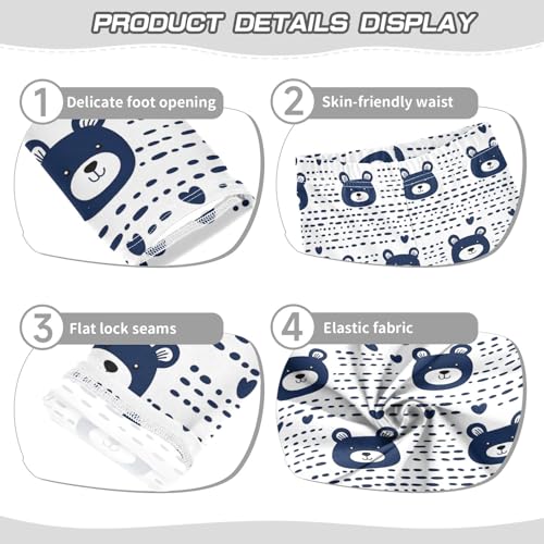 Lovely Simple Navy Bears Girls Leggings Soft Comfortable Athletic Leggings Dancing Pants for 4-10 Years3