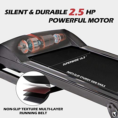 ADVENOR Treadmill Motorized Treadmills 2.5 HP Electric Running Machine Folding Exercise Incline Fitness Indoor (red) - Thumbnail 6