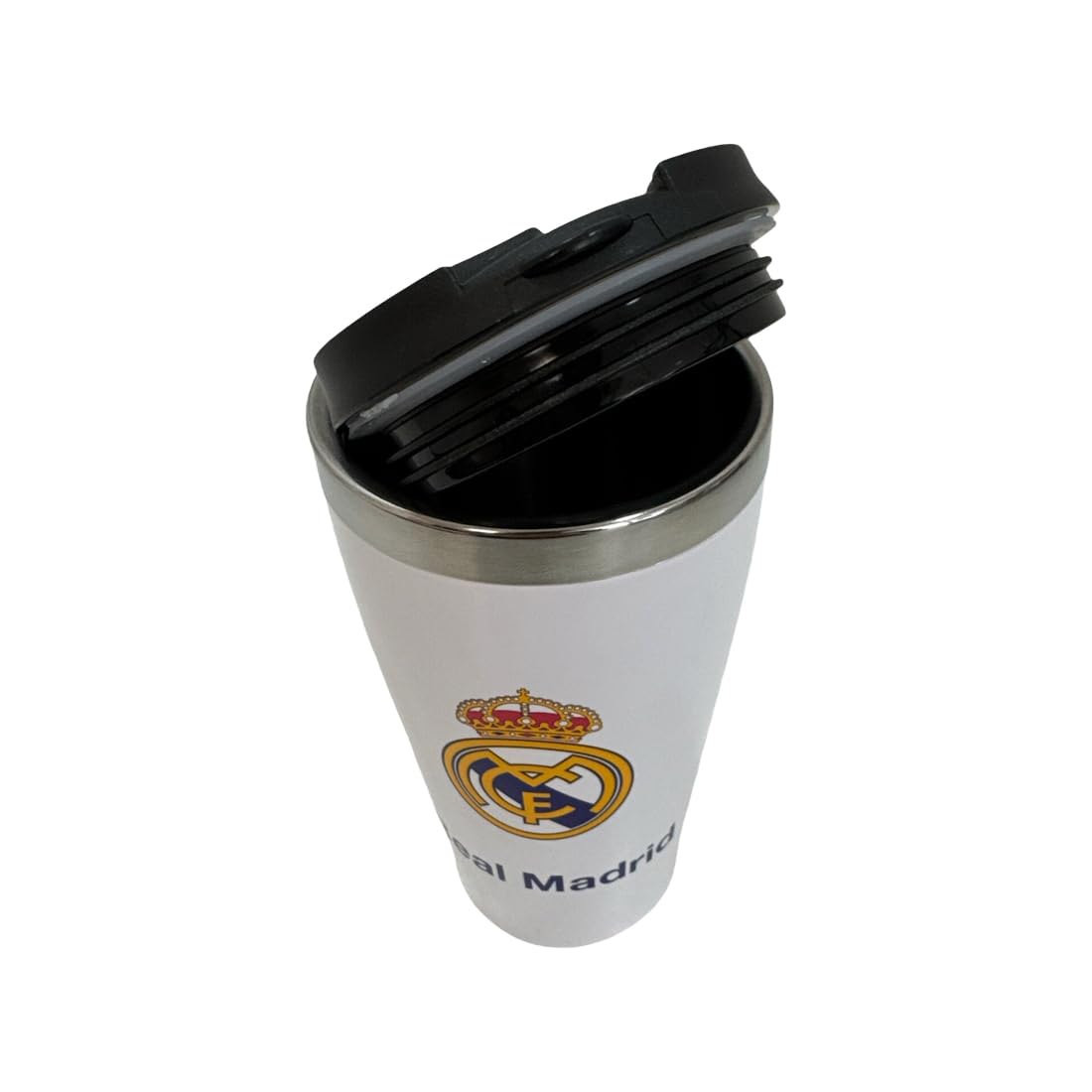 Regali R. Madrid, tazze, bottiglie, piatto decorativo, thermos, prodotti esclusivi per fan, regali ideali per gli appassionati di calcio, accessori di Madrid, Thermos bianco, 1 pieza