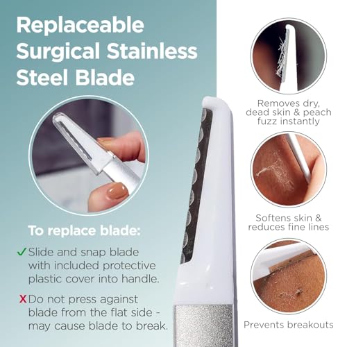 StackedSkincare Dermaplane Razor for Women Face - Professional Facial Razor, Non-electric Face Shaver for Women - Eyebrow Razor & Dermaplaning Tool for Face Exfoliation - Includes Handle & Blade - Thumbnail 4