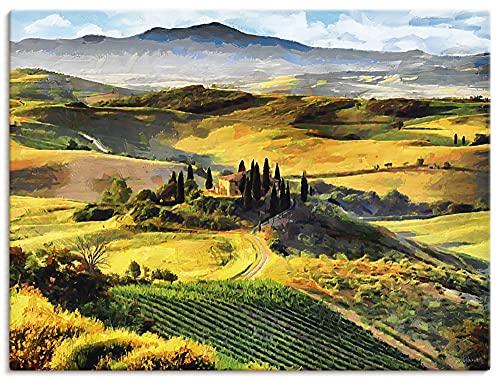 Wandbild ARTLAND Toskana von oben Bilder Gr B H 60 cm x 45 cm Leinwandbild Bilder von Europa Querformat 1 St gelb Kunstdrucke als Alubild Leinwandbild Wandaufkleber oder Poster in versch Größen