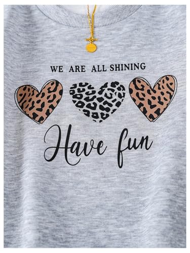 SweatyRocks Girl's Letter Leopard Print Sweatshirt Crewneck Long Sleeve Loose Pullover Tops4