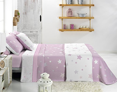 TEXTILONLINE - Colcha Capa Reversible Kalo (Cama 90 cm., Color Rosa)