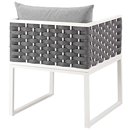 Modway Stance Outdoor Patio Woven Rope Dining Arm Chair In White Gray #TOP2