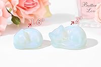 Vista 55 de QINJIEJIE Gato de obsidiana negra, decoración de Halloween, cristales y piedras curativas, estatua de piedra de gatos dormidos, escultura de piedras