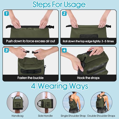 Image of MORXPLOR Dry Bag Waterproof,5L /10L /20L /30L /40L /55L Roll Top Dry Bag Backpack with WaterProof Phone Case for Swim,Kayak