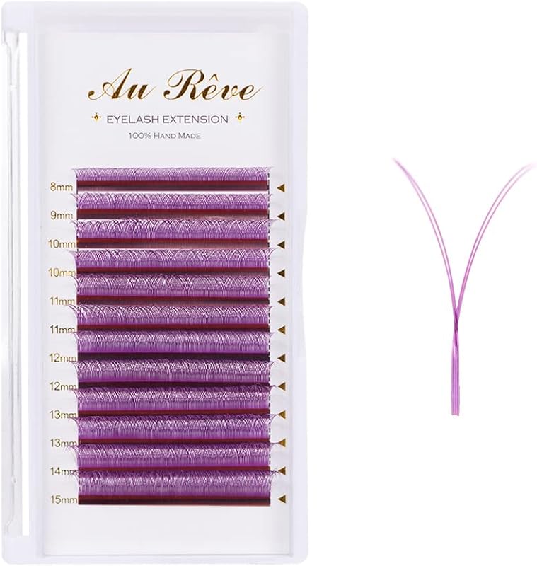 AuReve Extensões de Cílios Coloridos em Leque Y Pré-montado, Curvatura D, 0,07, 8–15 mm