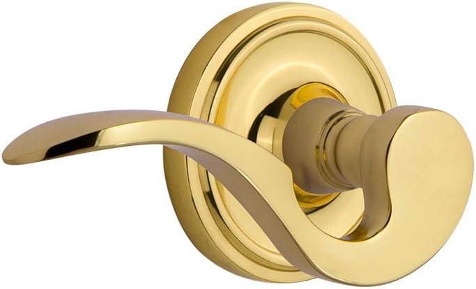 Nostalgic Warehouse 772564 Classic Rose Left-Handed Manor Lever Passage, Backset Size: 2.375", Unlacquered Brass