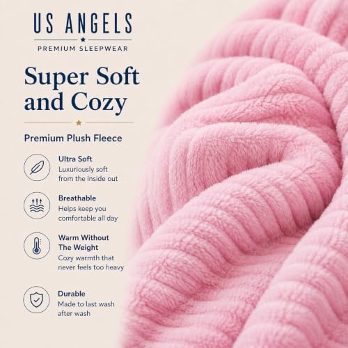 Image of US Angels Plush Robe For Girls- Plush Winter PJ Robe With Pockets, Hoodie & Belt- Ultra-Soft Bathrobe